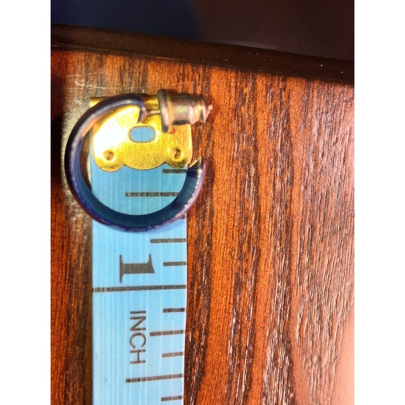 Vintage Royal Blue Enamel Hoop 5/8 Inch Earrings! - Picture 9 of 9